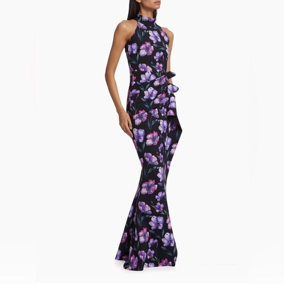 Chiara Boni La Petite Robe Draped High-Neck Floral Gown size 16 - Picture 2 of 14